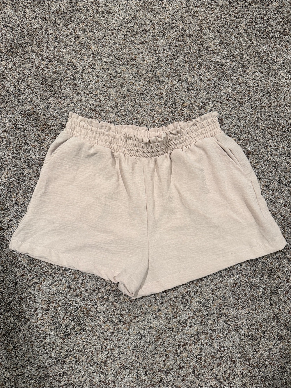 Rachel Paige—Light Cream Shorts with Elastic Waist